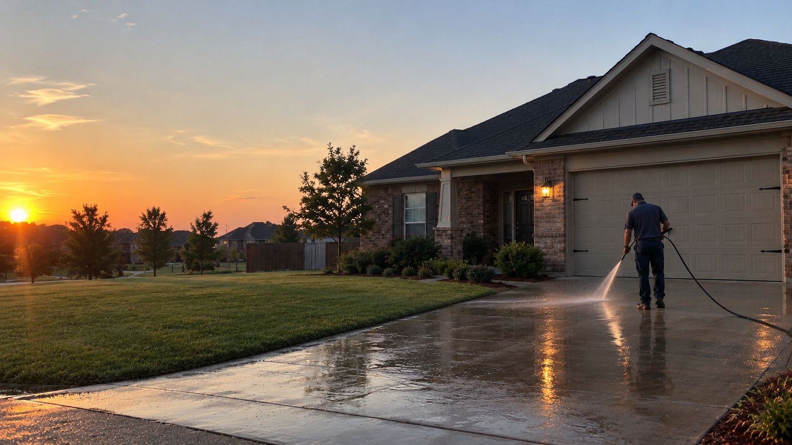 Freshly cleaned home exterior in the Oklahoma City area